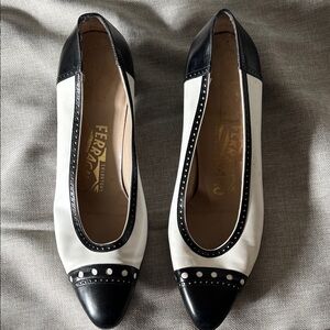 Salvatore Ferragamo Black and White Heels